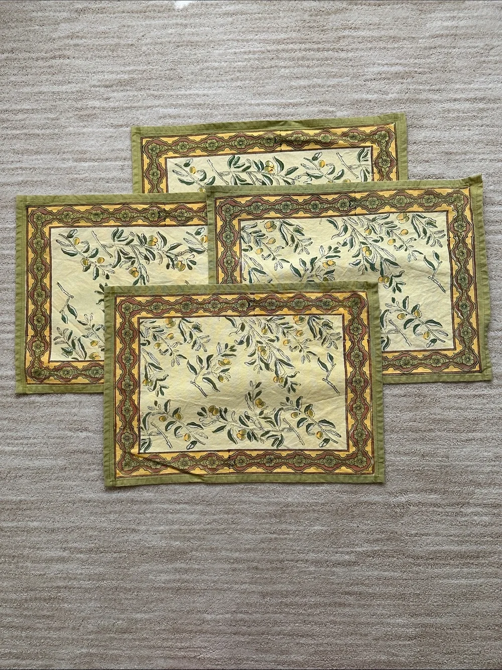 Set of 4 Couleur Nature Olive Tree Placemats Yellow/Green Designed by Bruno Lamy